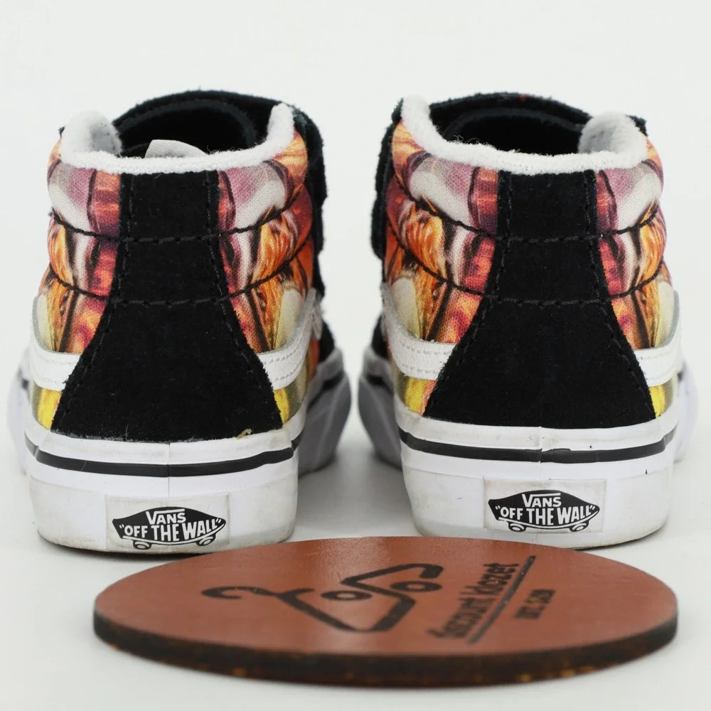 Vans Sk8-Mid Reissue V Toddler Shark Fire Black Suede Sneakers Size 6.0 Toddler
